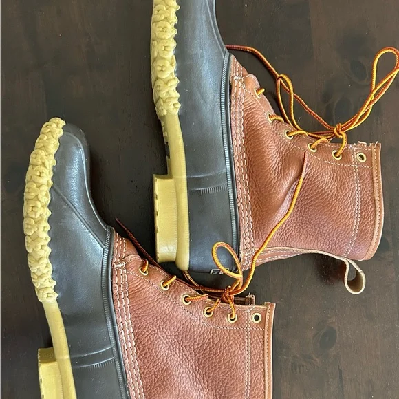 Classic LL Bean Brown Leather & Brown Rubber Duck Boots - Women’s 11 - Picture 3 of 6